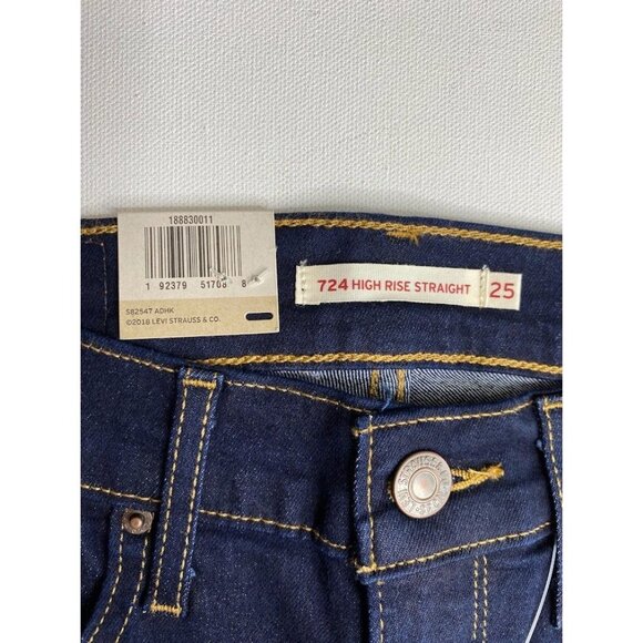 Levi's 724 Straight Jeans Women's 25 0 XS Dark Blue Short‎ Stretchy Denim NEW - Picture 12 of 16